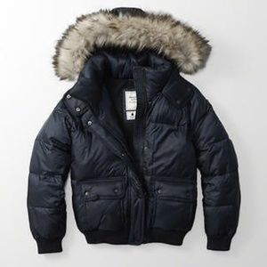 NEW Abercrombie hooded navy blue puffer jacket